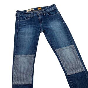Pilcro And The Letterpress Hyphen Striped Knee Patch Jeans Womens Size 26
